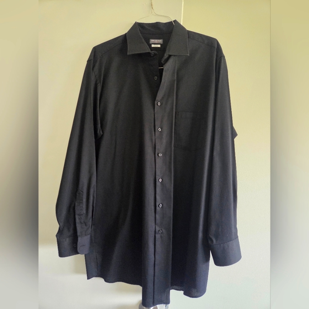 Tall Van Heusen Men's Black Dress Shirt Sz 17 1/2